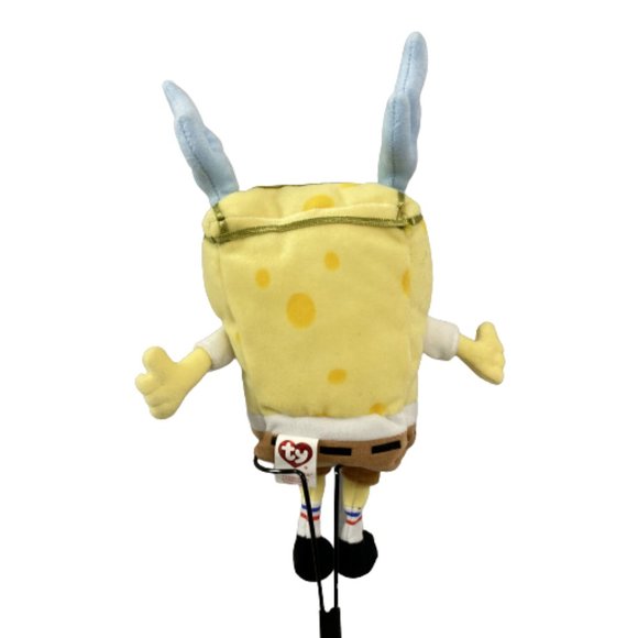 Ty Plush SpongeBob Sleighride Holiday Reindeer Antlers Rudolph Nose 8 inch 2004 - Picture 3 of 6